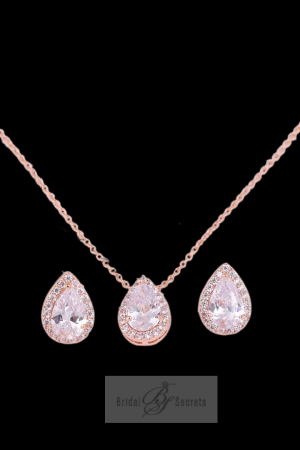 Diana Necklace & Earrings Rose Gold Set
