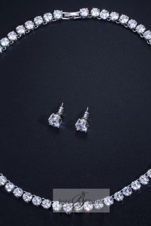 Jane Cubic Zirconia Earrings And Necklace Set